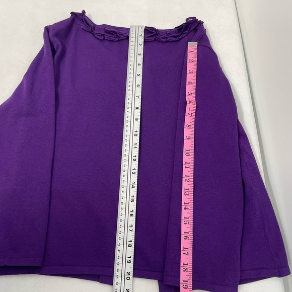 Alex Marie Silk Blend Cardigan Womens L Large Purple Ruffle Collar Long Sleeve - Picture 8 of 10